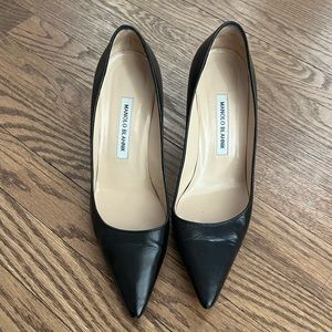 Manolo Blahnik BB70 Black Leather Size 39 1/2